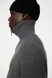 Men | Wilmer Quarter Zip Knit | Mid Grey Melange