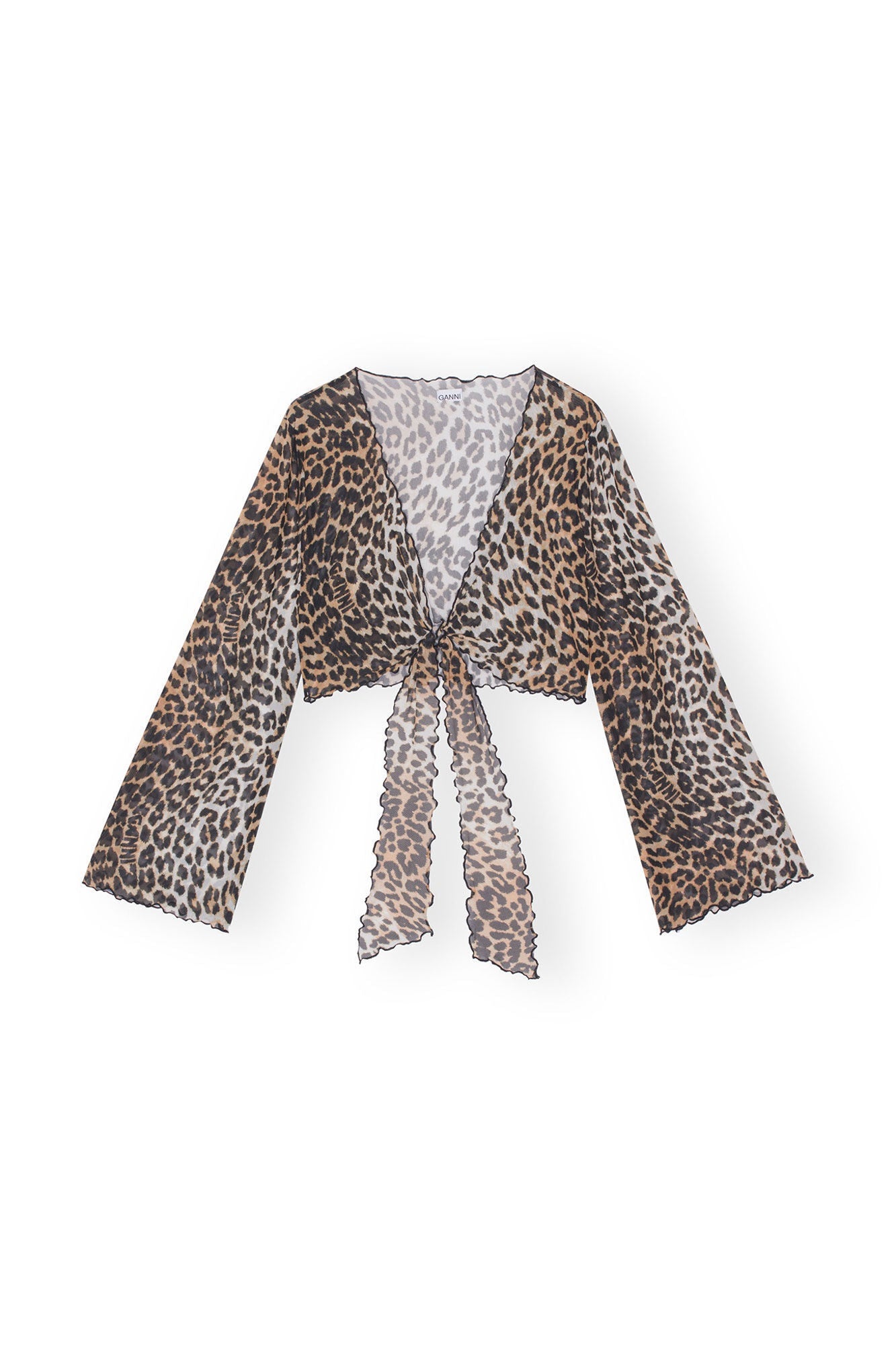 Mesh Cover Up Wrap Blouse | Leopard