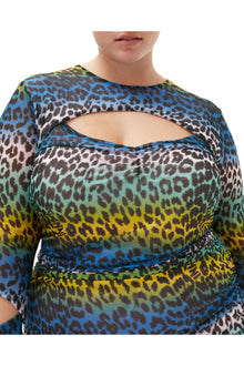 Mesh Cutout Mini Dress | Multicolour