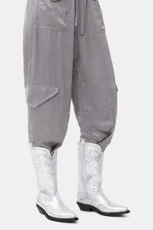 Mid Shaft Embroidered Western Boots | Silver