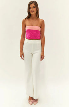 Milly Satin Strapless Crop Top | Pink