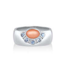 Women | Milos Peach Moonstone Cigar Band | 14k White Gold