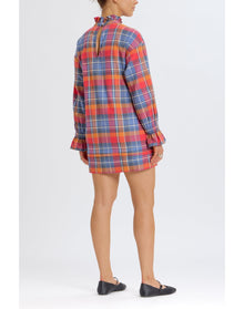 Mock Neck Plaid Dress | Orange Combo