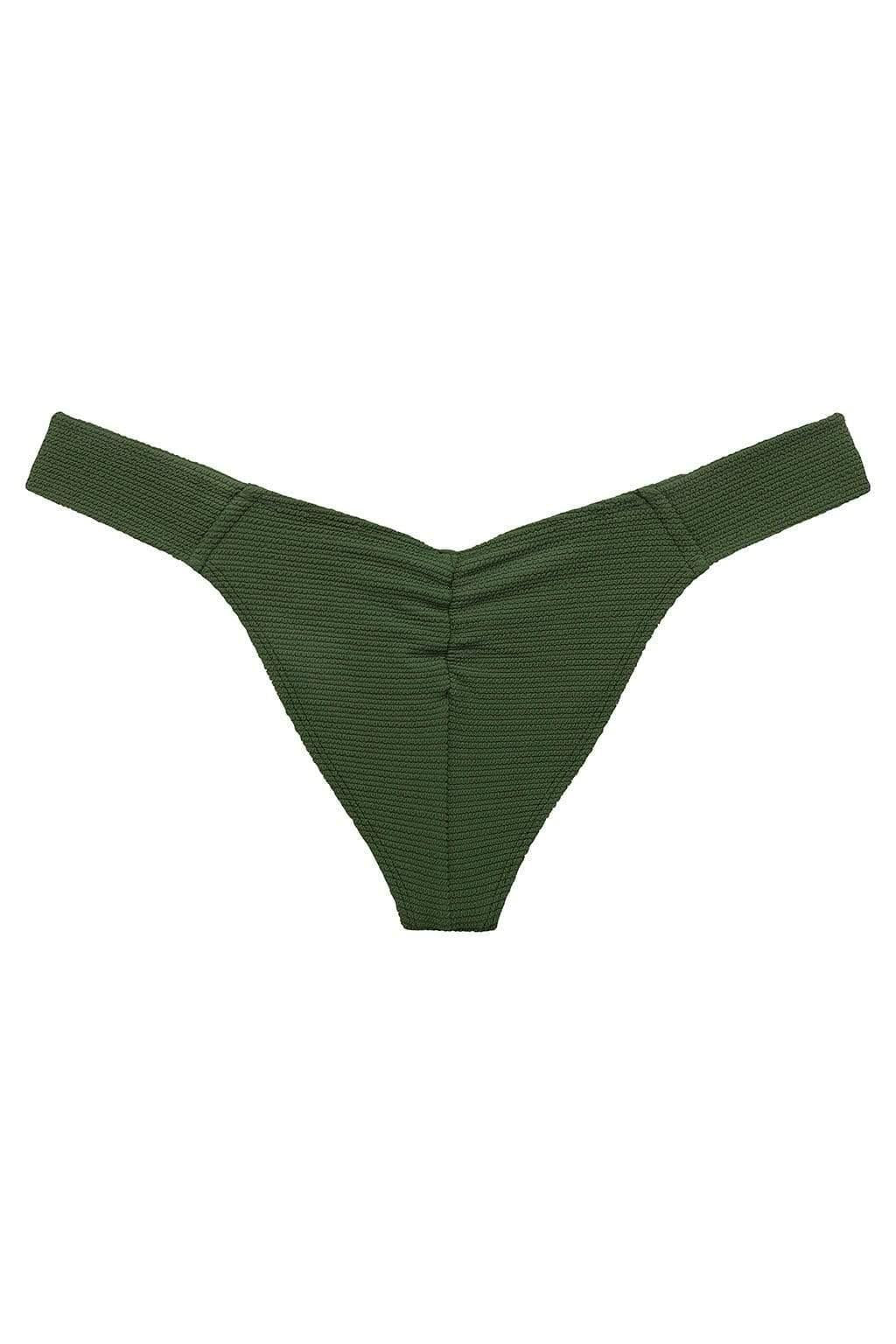 Added Coverage Uno Bikini Bottom | Olive Micro Scrunch