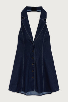 Moonlight denim halter dress blue denim