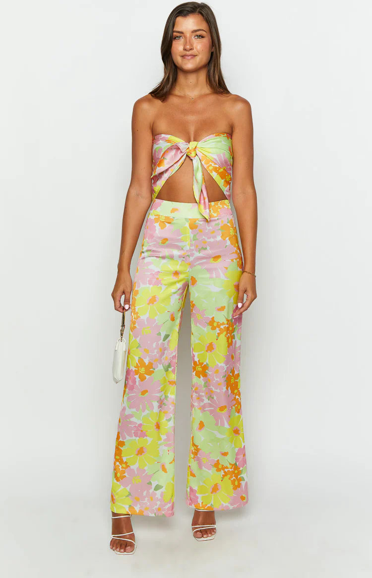 Mykonos Floral Pants | Yellow