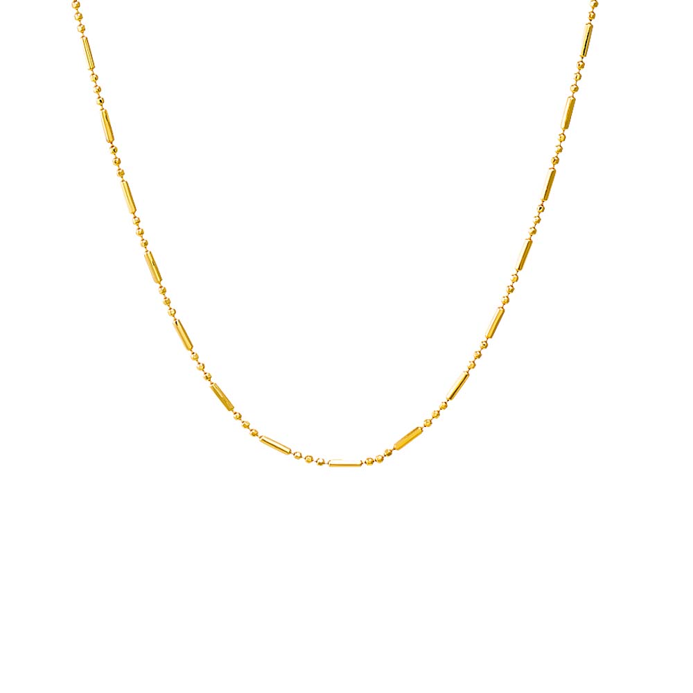Gold / 14" Solid Bar X Ball Chain Necklace - Adina's Jewels