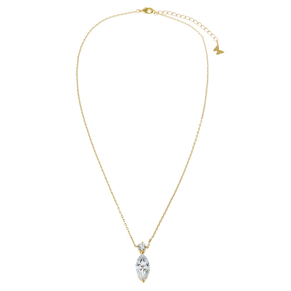 Fancy Solitare & Marquise Pendant Necklace - Adina's Jewels