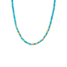 Turquoise Turquoise Beaded With Gold Accent Choker Necklace - Adina's Jewels