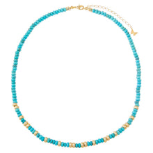Turquoise Beaded With Gold Accent Choker Necklace - Adina's Jewels