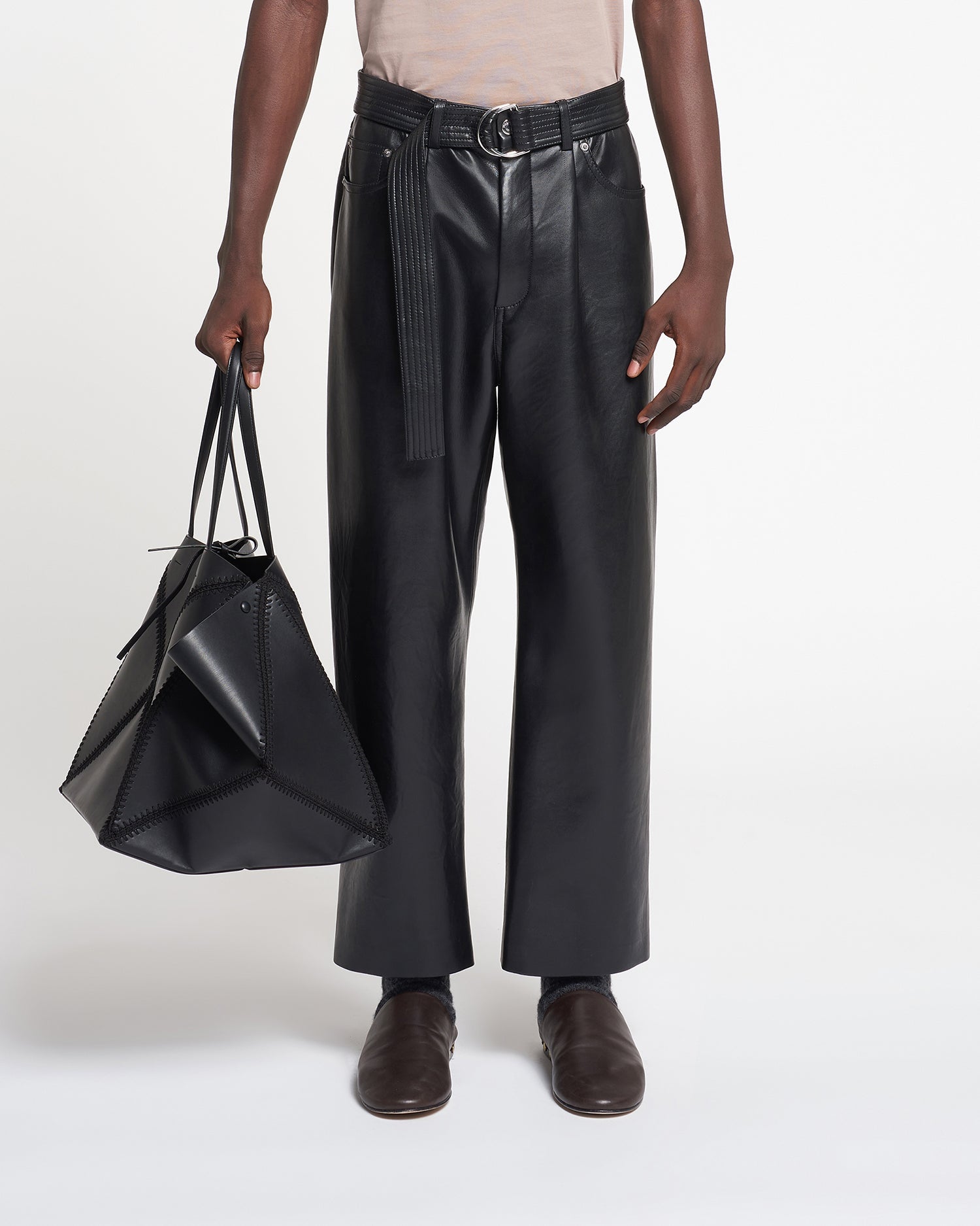 Ferre Regenerated Leather Pants | Black