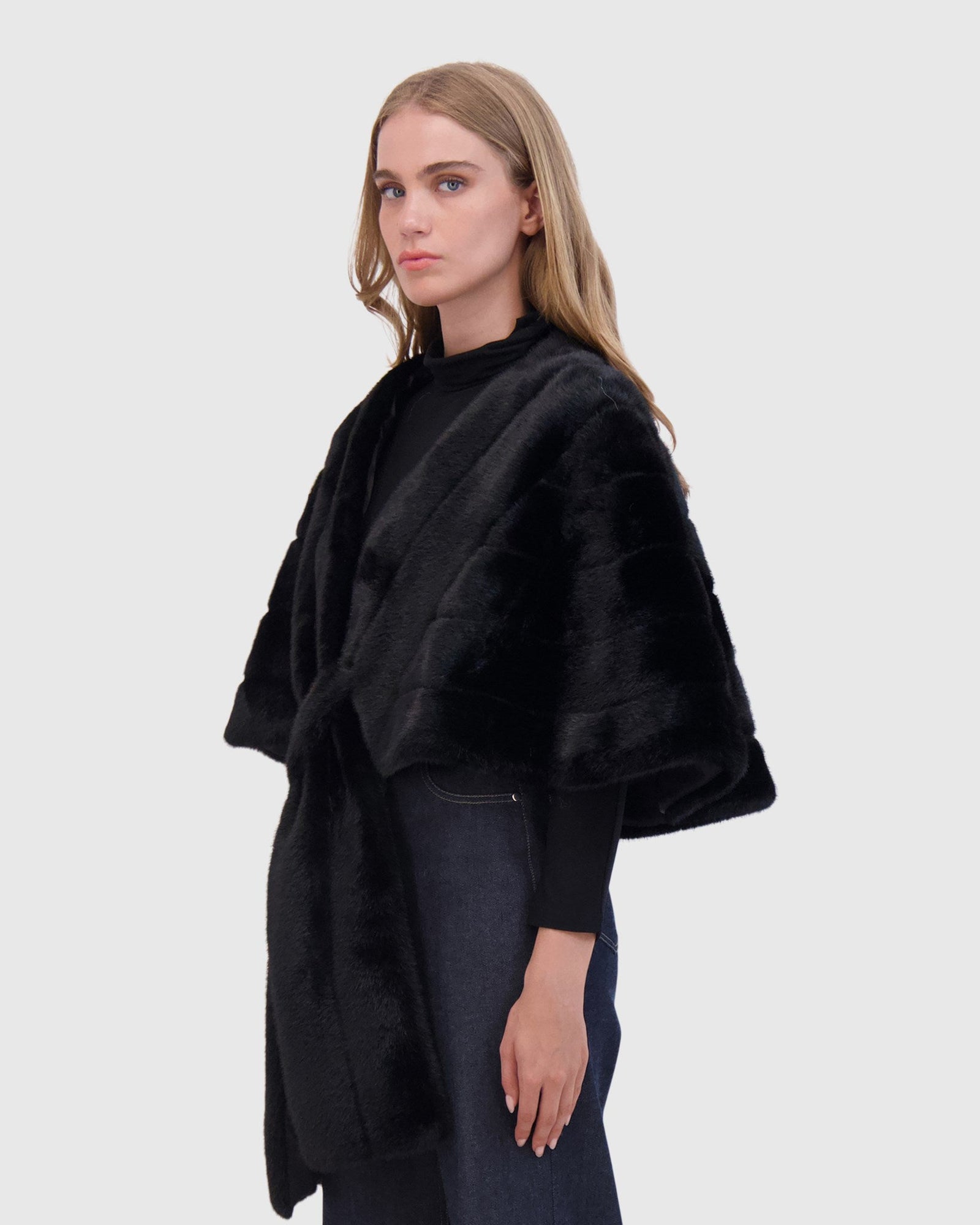 Fur-Free Mink (Faux Fur) Stole | Black