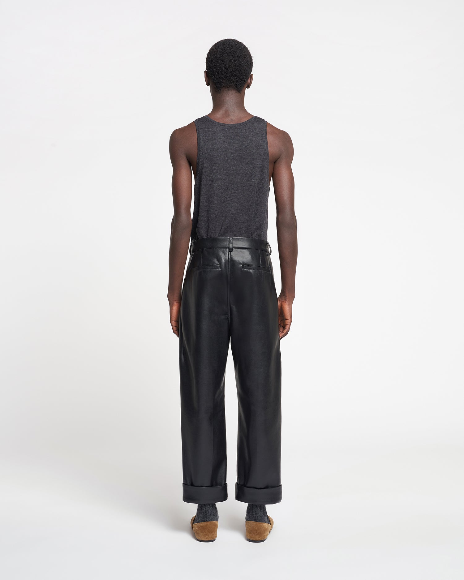 Zayden Regenerated Leather Tapered Pants | Black