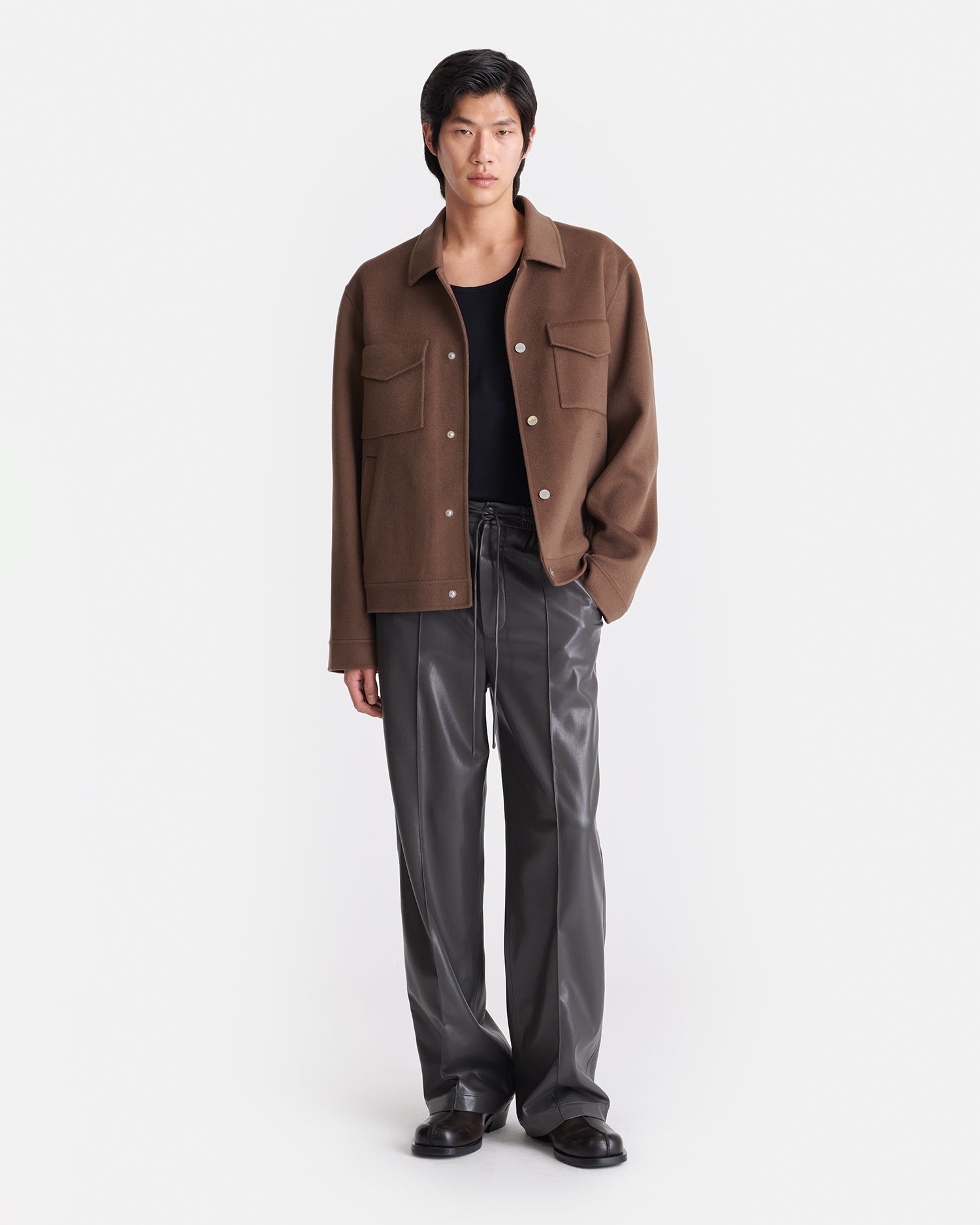 Rhys Double Wool And Silk-Blend Jacket | Chocolate Chip