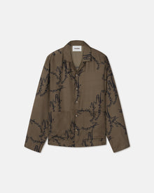 Emin Printed Silk-Twill Shirt | Calligraphy Khaki