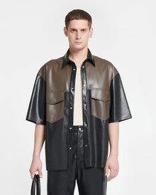 Mance Okobor Alt-Leather Shirt | Shiitake/Black