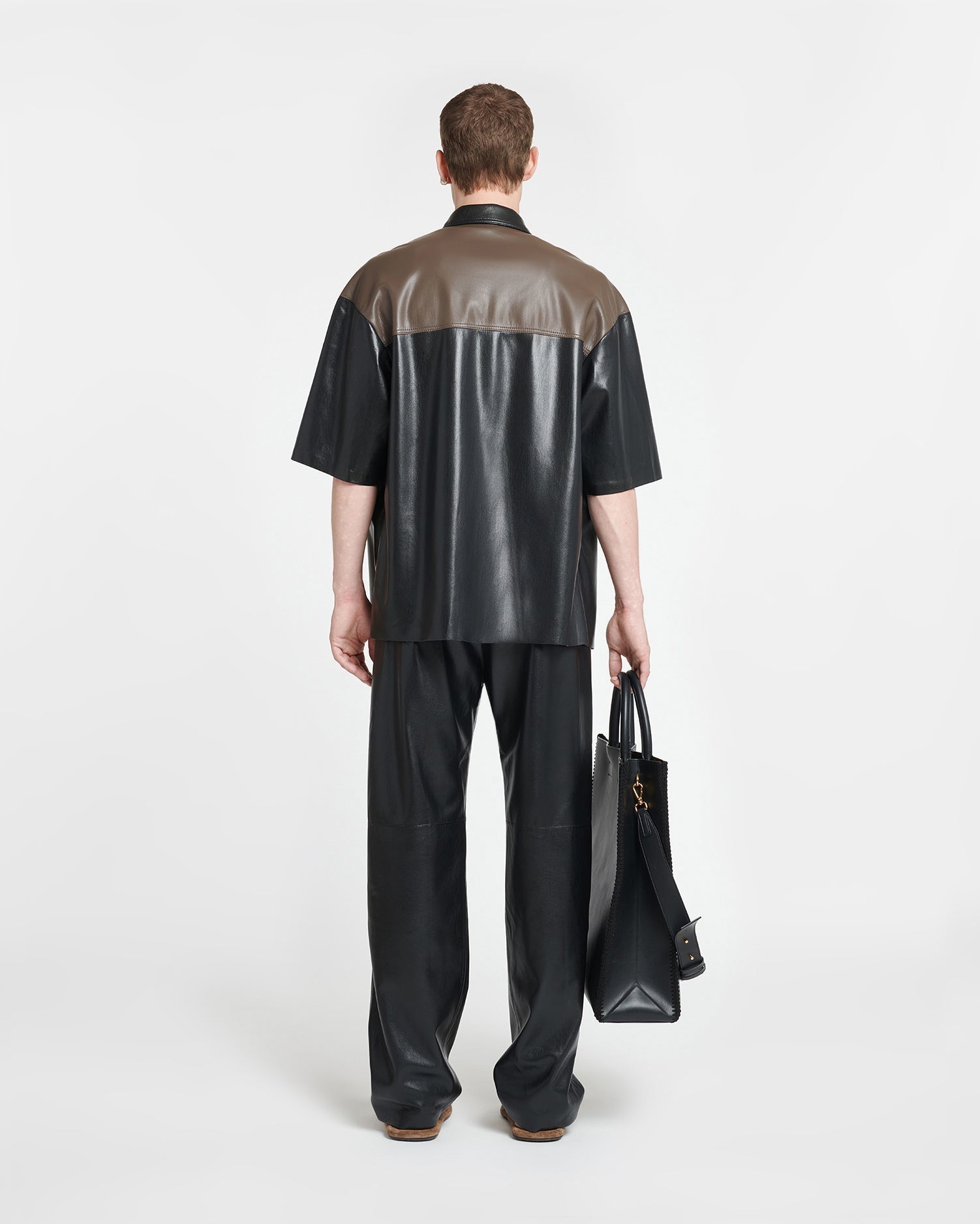 Mance Okobor Alt-Leather Shirt | Shiitake/Black