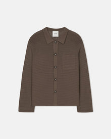 Mens | Nicolas Linear Crochet Shirt | Fossil Brown