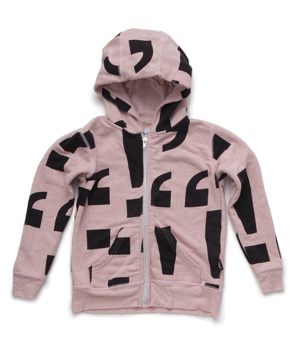 Kid | Punctuation Zip Hoodie | Powder Pink