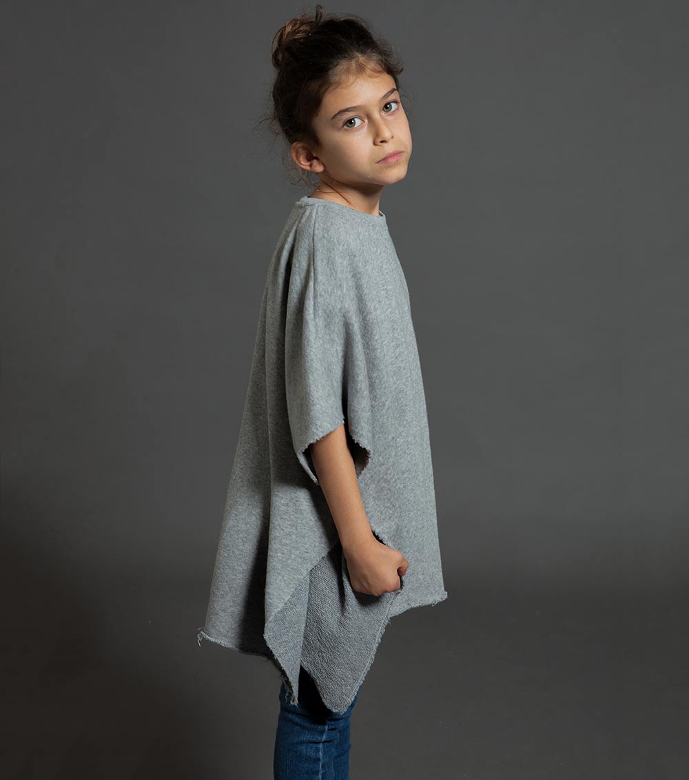 Kid | Silver Star Poncho | Heather Grey
