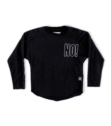 Kid | Embroidered No! Hemmed Shirt | Black