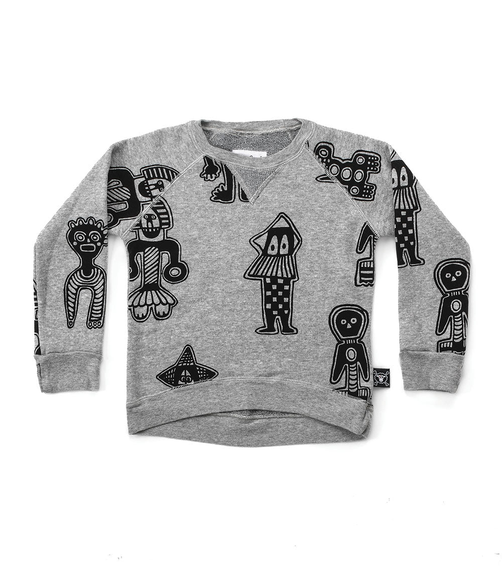 Kid | Tribal Dancers Sweatshirt | Heather Grey