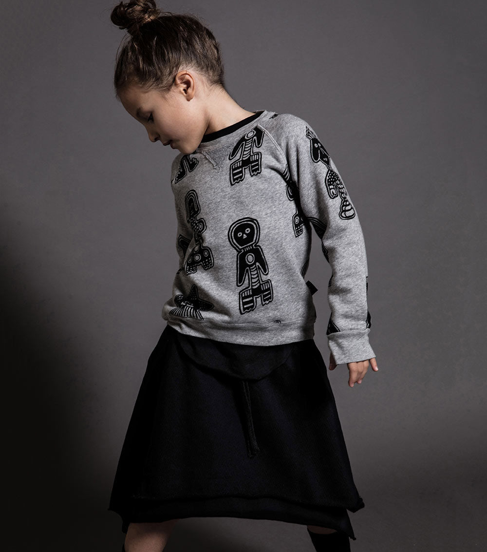 Kid | Tribal Dancers Sweatshirt | Heather Grey