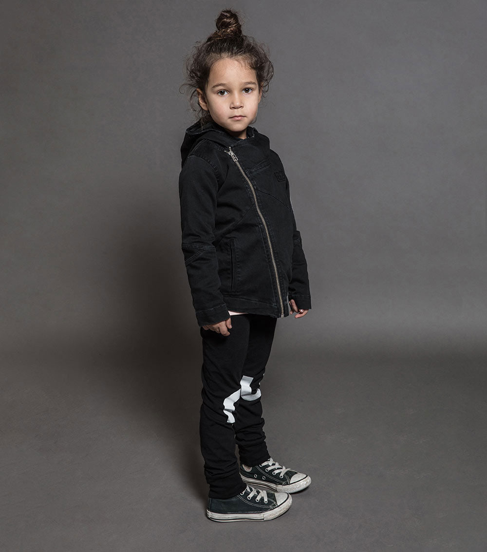 Kid | Hooded Biker Jacket | Dyed Black