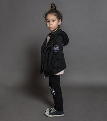 Kid | Hooded Biker Jacket | Dyed Black