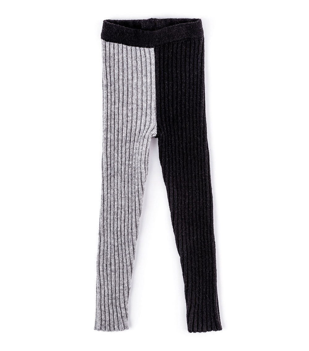 Kid | Knit Leggings | Black x Heather Grey