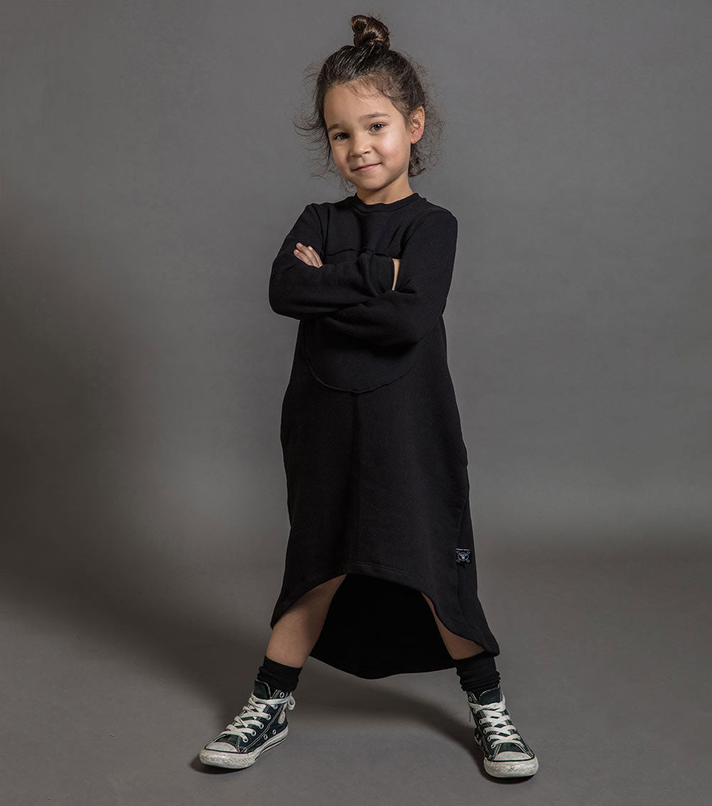 Kid | Circle Patch Fluffy Dress | Black
