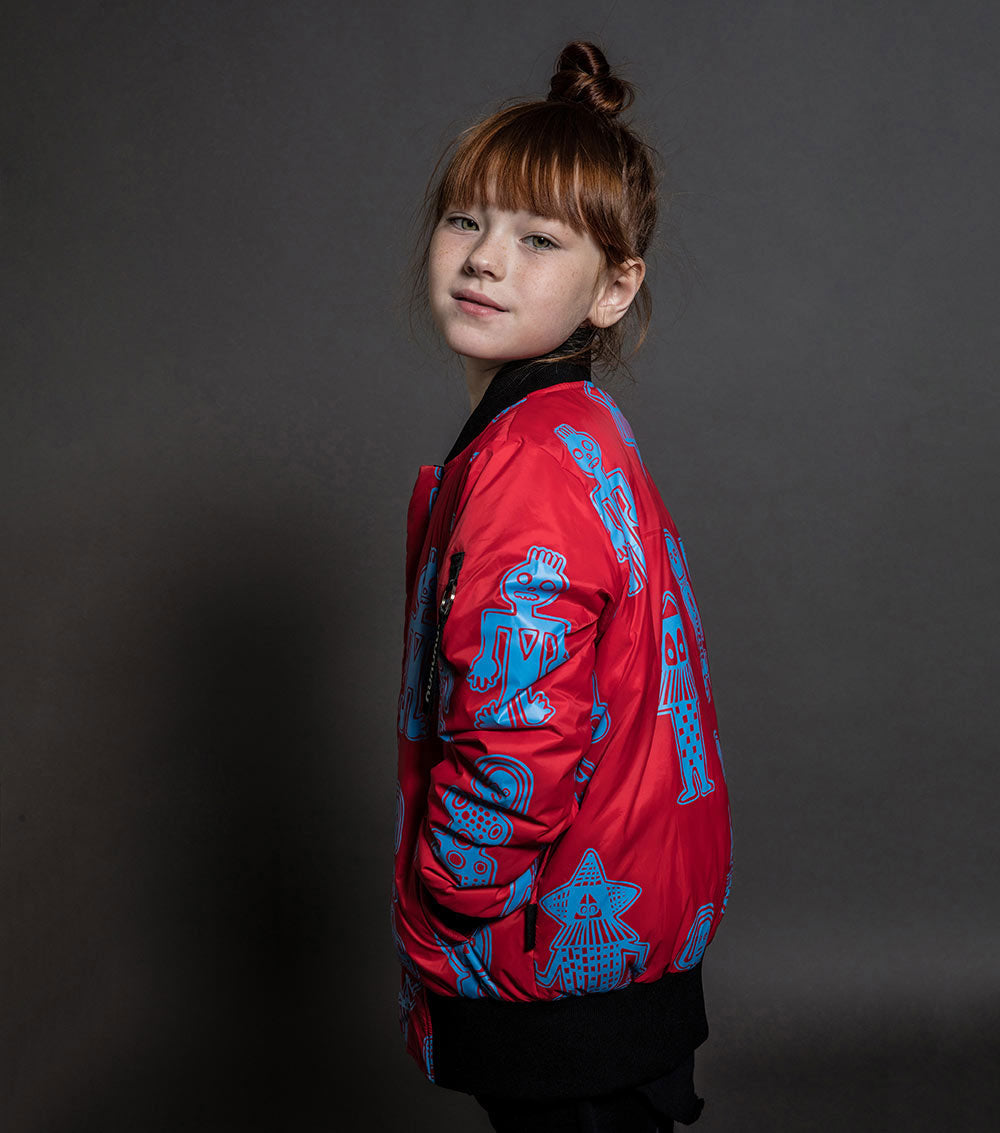 Kid | Tribal Dancers Bomber Jacket | Red