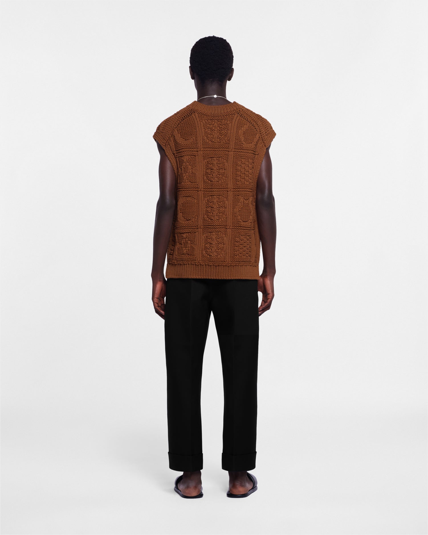 Terence Cable-Knit Cotton-Blend Vest | Brown