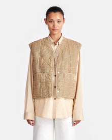 Elvio Quilted Tech-Velvet Gilet | Iridescent Khaki