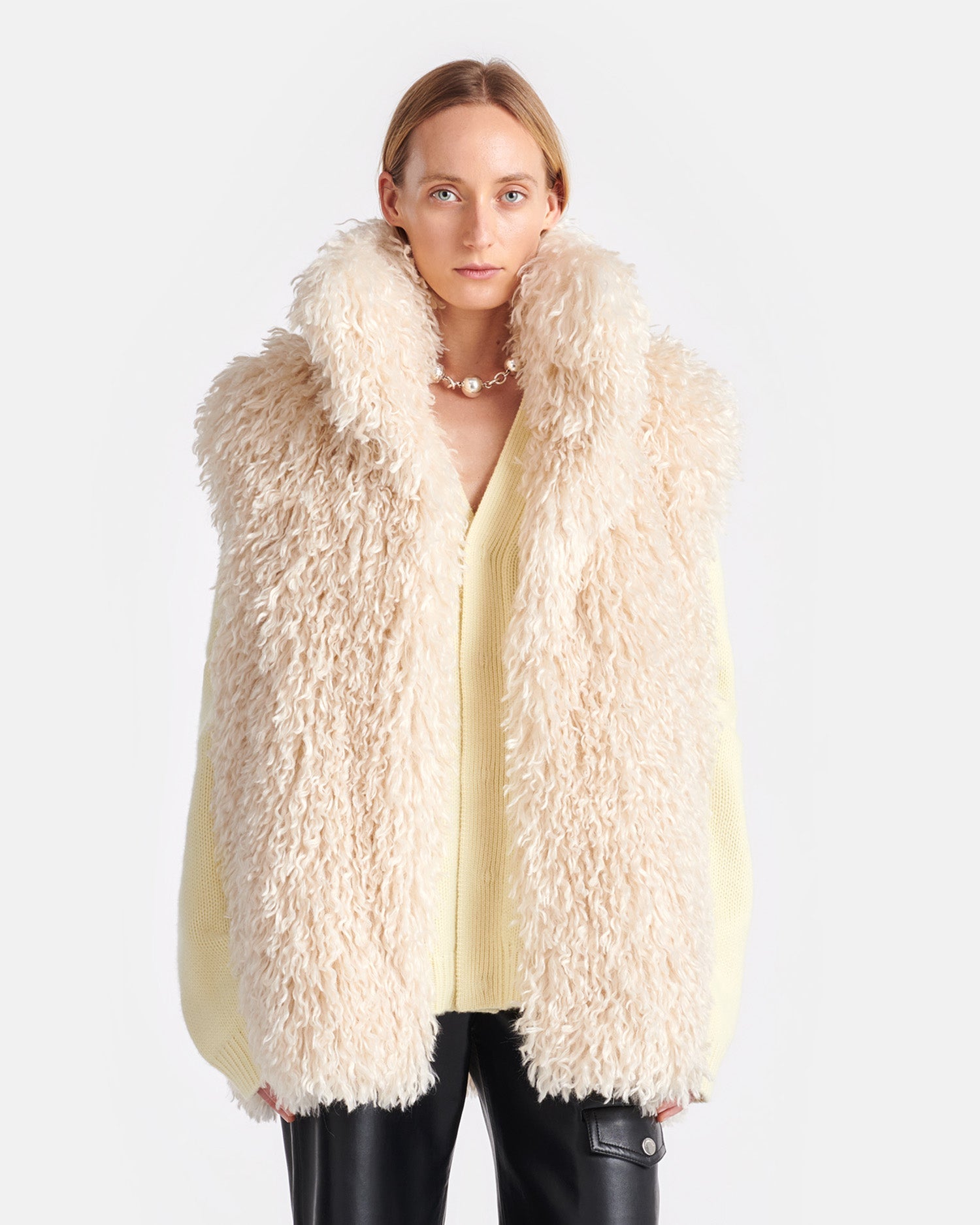 Unisex | Ried Faux Racka Fur Vest | Creme