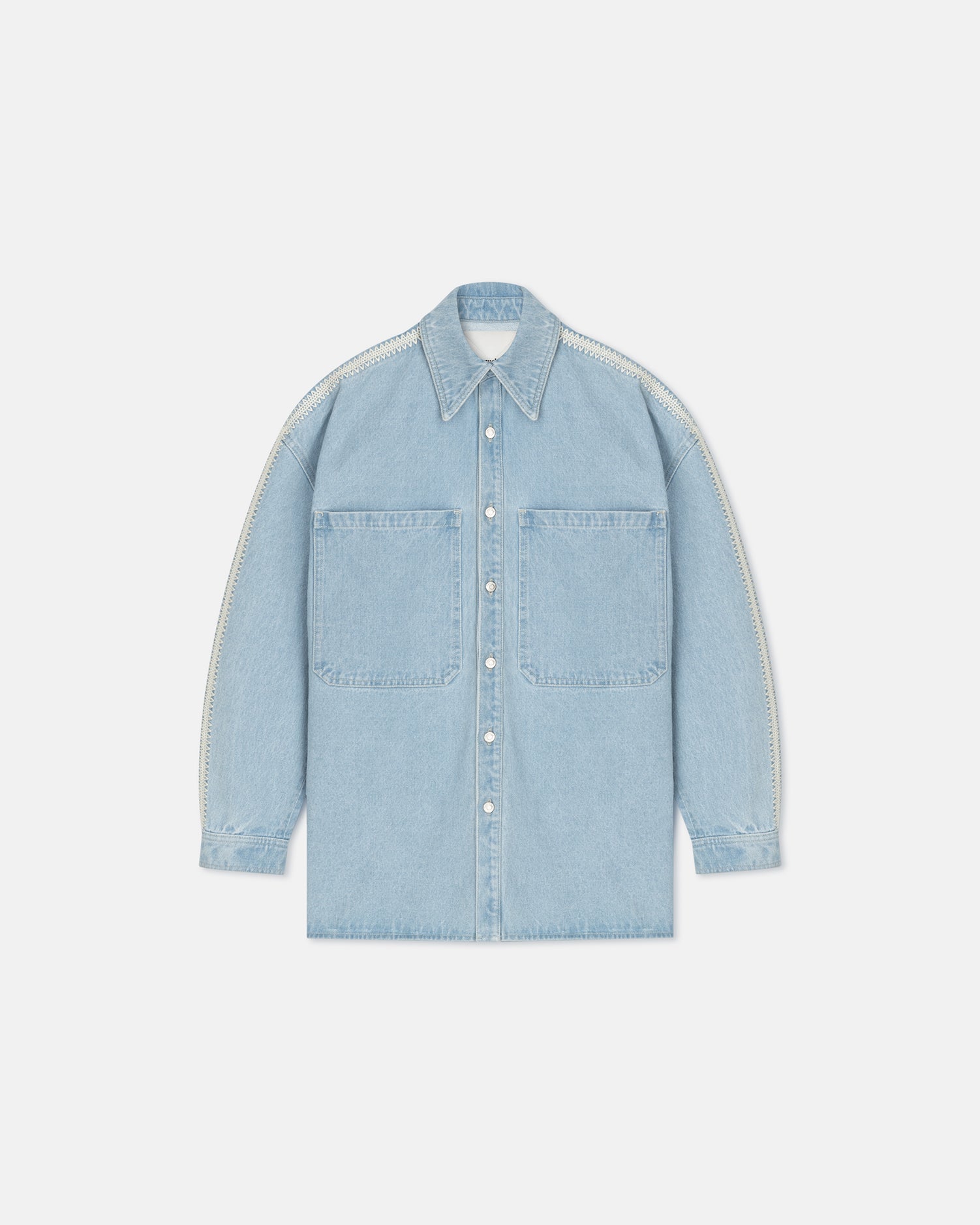 Beaux Crochet-Trimmed Denim Shirt | Eco Bleach