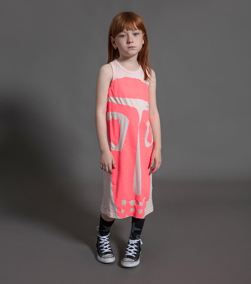 Kid | Mega Rowdy Mask Tank Dress | Powder Pink