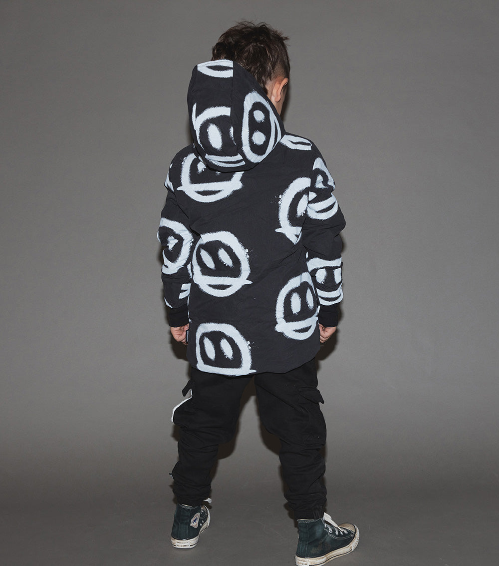 Kid | Sprayed Smiles Down Jacket | Black