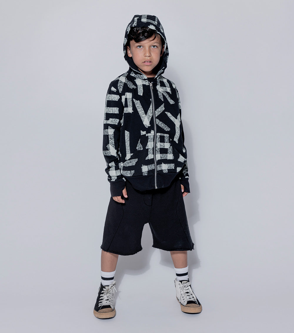 Kid | Masking Tape Light Zip Hoodie | Powder Pink