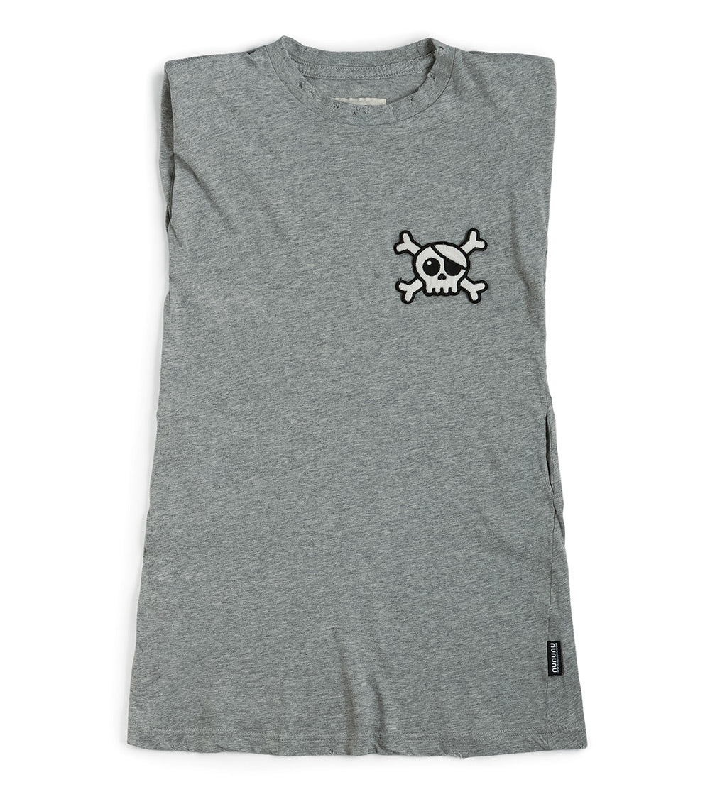 Kid | Skull Patch Sleeveless Dress | Heather Grey