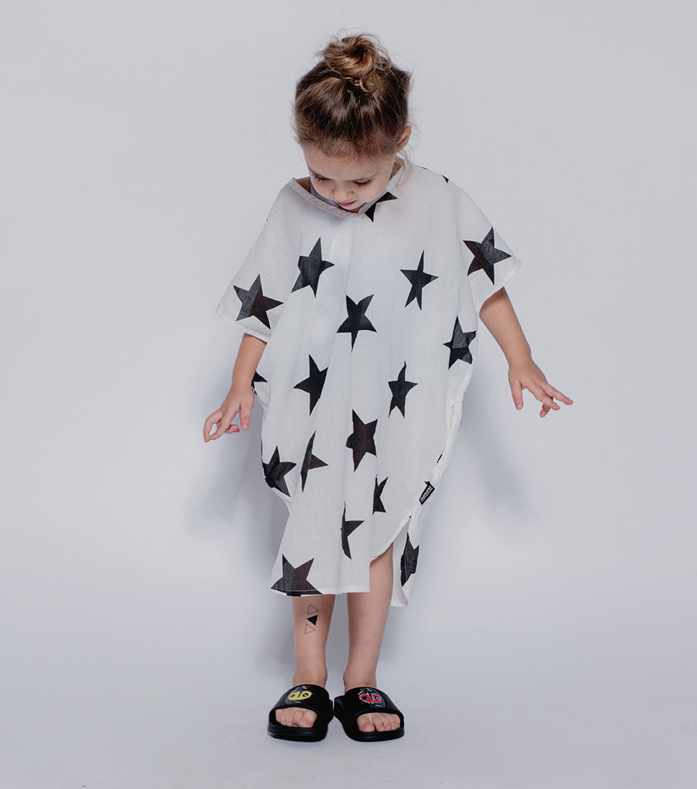 Kid | Star Voile Sleeveless Kaftan | Black