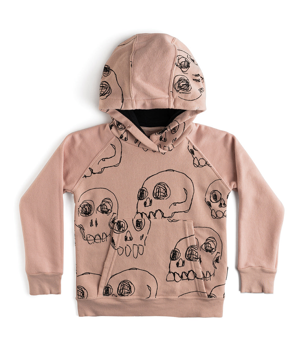 Kid | Scribbled Skulls Hoodie | Powder Pink