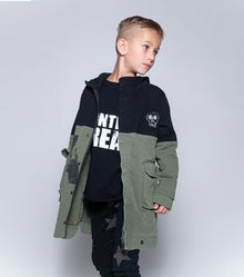 Kid | Deconstructed Army Coat | Black x Olive