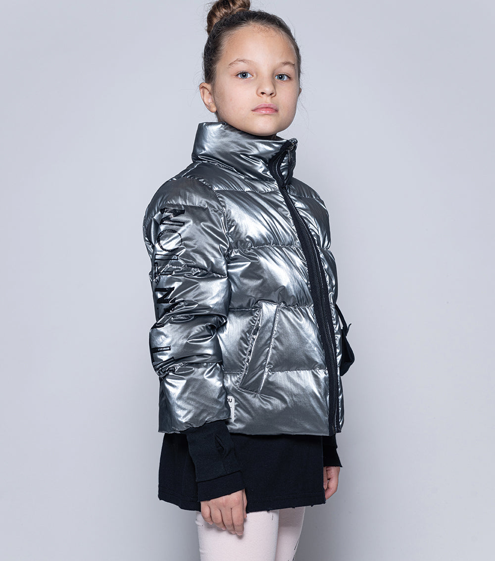 Kid | Attention Fluffy Down Jacket | Dark Silver