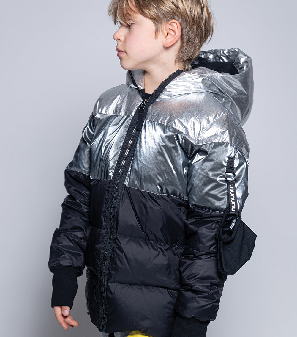 Kid | Trio Mischief Cat Down Jacket | Black x Silver