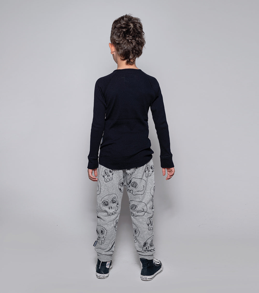 Kid | Scribbled Skulls Baggy Pants | Heather Grey