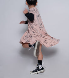 Kid | Scribbled Skulls 360 Dress | Powder Pink