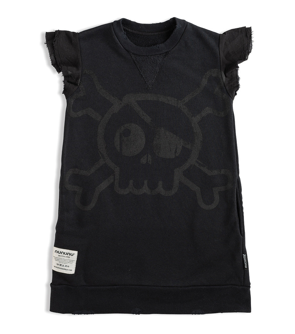 Kid | Ruffled Sleeve Sweatdress | Black