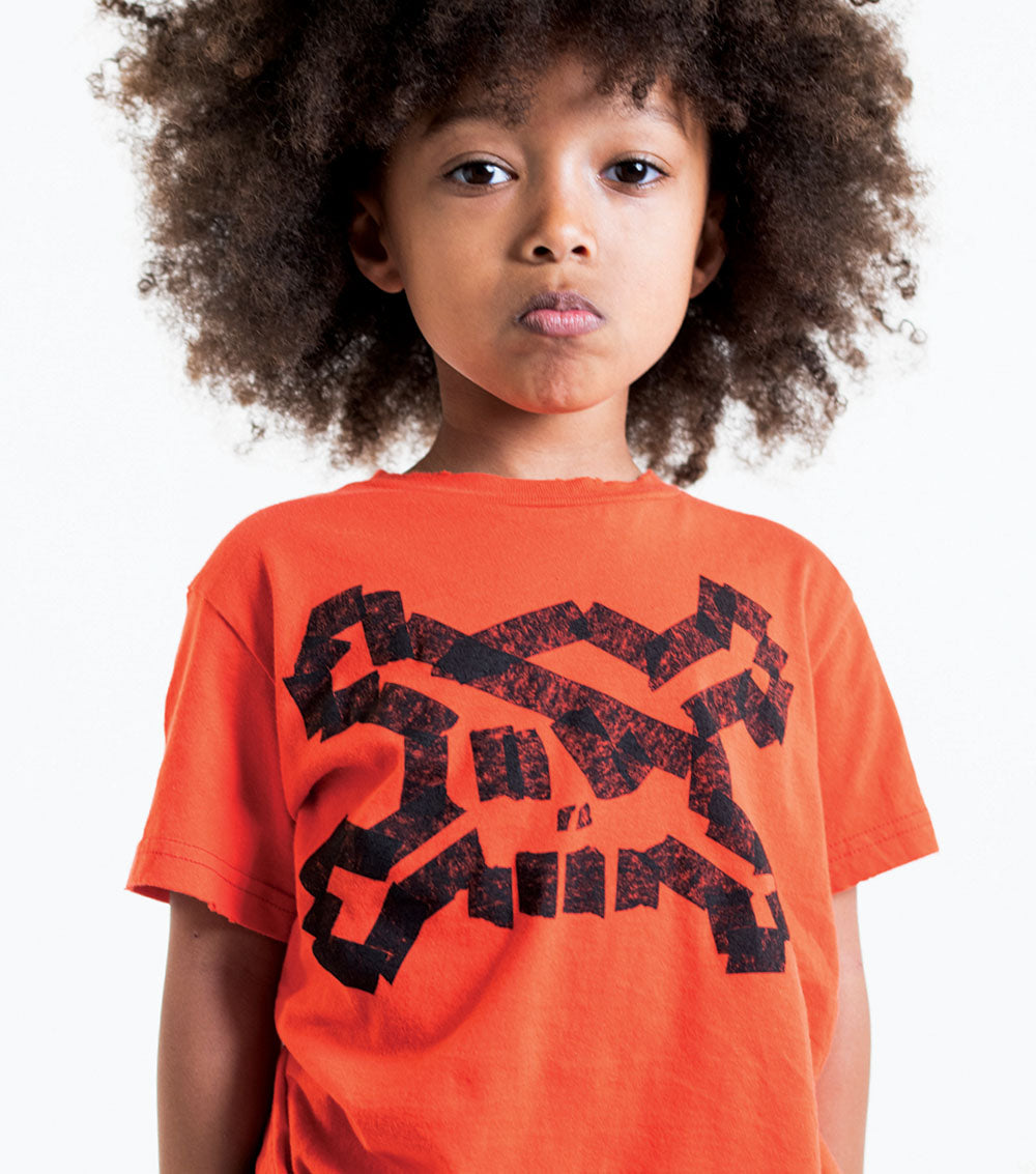 Kid | Masking Tape Skull T-Shirt | Red