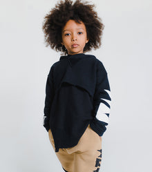 Kid | Cropped Hi-Lo Hoodie | Black